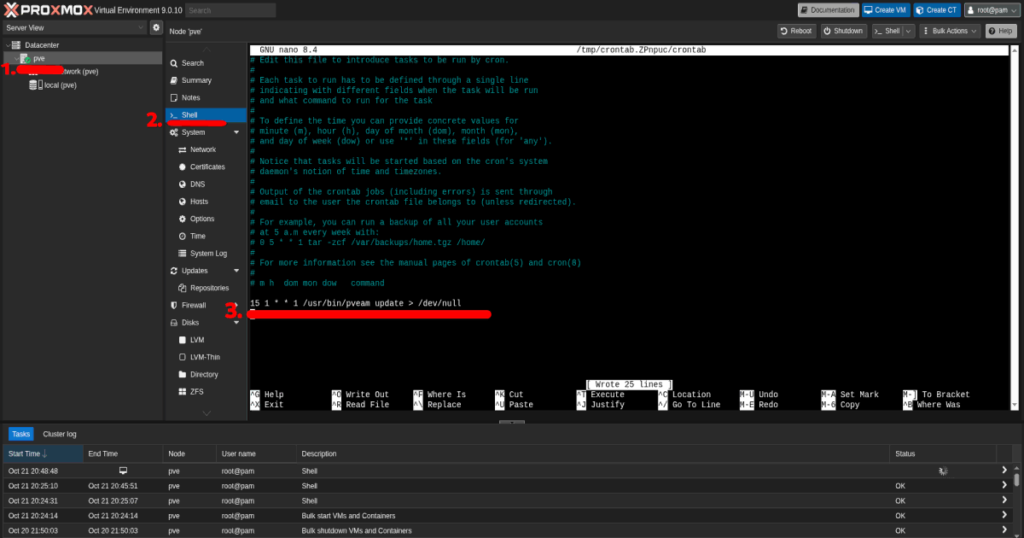 konfiguracja Proxmox po instalacji - pveam update