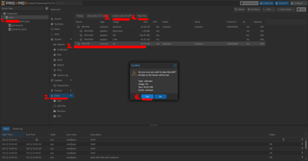 konfiguracja Proxmox po instalacji - Jak dodać i skonfigurować nowy dysk twardy
