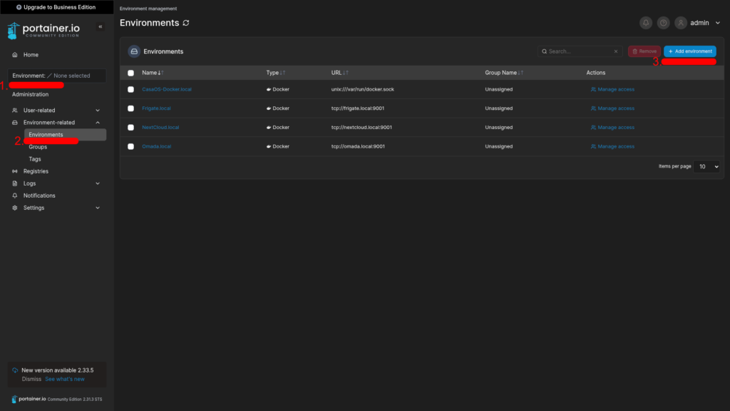 1/2 - Krok 2: Dodanie środowiska w panelu głównym